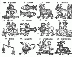 Zodiac signs_16th century_medieval woodcuts [Public Domain]